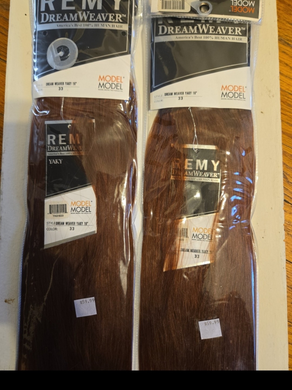 Remy Human Hair Weft Extensions - Color 33 (Brown) 2 Packs For $60